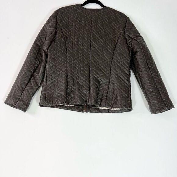 Chico's Jacket Women's 2 Quilted Faux Leather Cheetah Print Lining NEW - Picture 6 of 7